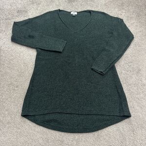 Old Navy Marled Tunic Pullover Sweater Womens Large Green Cotton Knit V-Neck